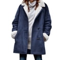 thumbnail image 1 of Enjoytime Winter Clothing for Women Solid Color Long Sleeve Coats Turndown Collar Button Down Casual Outerwear Trendy Warm Fall Winter Oversized Jacket Blue M, 1 of 5