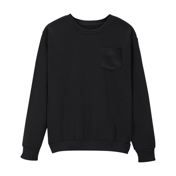 Enjoytime Winter Clothing for Women Solid Color Long Sleeve Crewneck Sweatshirts Fall Fashion Casual Pullover Tops Black XL