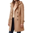 thumbnail image 1 of Enjoytime Winter Coats for Women Double Breasted Mid‑Length Hooded Overcoat Fall Winter Warm Cozy Long Sleeve Outerwear, 1 of 5
