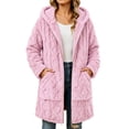 thumbnail image 1 of Enjoytime Winter Coats for Women Hooded Zip Up Textured Fleece Jacket Cozy Thick Warm Mid Length Outerwear Cozy Plus Size Clothes, 1 of 5