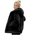 thumbnail image 1 of Enjoytime Winter Coats for Women Solid Color Fleece Zip Up Jacket Plus Size Fall Fashion Long Sleeve Hooded Outerwear Black XXXXL, 1 of 9