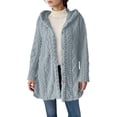 thumbnail image 1 of Enjoytime Winter Coats for Women Solid Color Long Sleeve Hooded Coat Warm Loose Button Up Cardigan Fall Fashion Casual Outerwear Light Blue L, 1 of 8