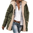 thumbnail image 1 of Enjoytime Winter Coats for Women Solid Color Long Sleeve Zipper Casual Outerwear Cozy Warm Hooded Cotton Jackets Plus Size Fall Clothes, 1 of 6