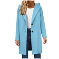 thumbnail image 1 of Enjoytime Winter Coats for Women Solid Color Loose Long Sleeve Button Down Hooded Outerwear Fall Fashion Casual Warm Long Jackets Light Blue XL, 1 of 8