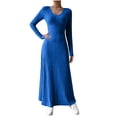 thumbnail image 1 of Enjoytime Winter Dresses for Women Solid Color Crew Neck Long Sleeve A-Line Knitted Dress Fashion Casual Slim Maxi Dresses, 1 of 8