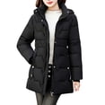 thumbnail image 1 of Enjoytime Winter Jackets for Women Casual Solid Color Long Sleeve Hooded Outerwear Fashion Fall Warm Coats Plus Size Clothes Black XXXL, 1 of 7
