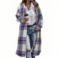 thumbnail image 1 of Enjoytime Winter Jackets for Women Plaid Button Down Long Coat Long Sleeve Casual Loose Womens Cardigan Fall Fashion Clothes 2025 Purple L, 1 of 6