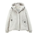 thumbnail image 1 of Enjoytime Winter Jackets for Women Solid Color Hooded Zipper Down Coat Long Sleeve Casual Outerwear Fall Fashion Warm Clothes Gray XL, 1 of 3