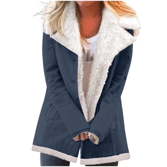 Enjoytime Winter Jackets for Women Solid Color Long Sleeved Button Down Hoodie Casual Warm Outerwear Clothing with Pocket