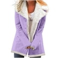 thumbnail image 1 of Enjoytime Winter Jackets for Women Solid Color Long Sleeved Button Down Hoodie Casual Warm Outerwear Clothing with Pocket, 1 of 6