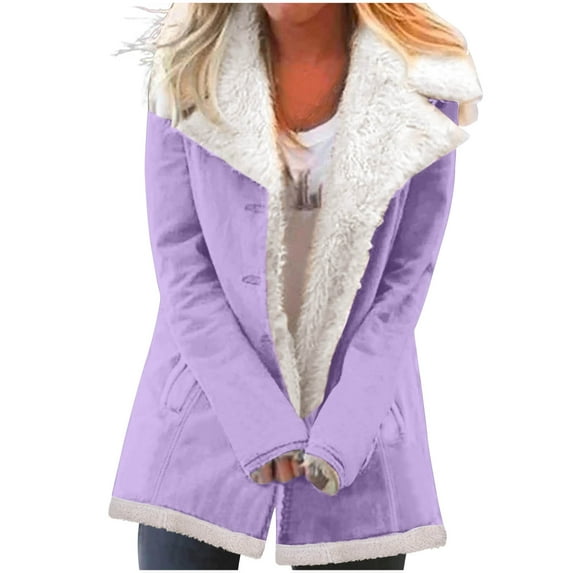 Enjoytime Winter Jackets for Women Solid Color Long Sleeved Button Down Hoodie Casual Warm Outerwear Clothing with Pocket