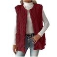 thumbnail image 1 of Enjoytime Winter Jackets for Women Solid Color Round Neck Sleeveless Coats Fall Trendy Vests Warm Double Sided Velvet Cardigans Red M, 1 of 8