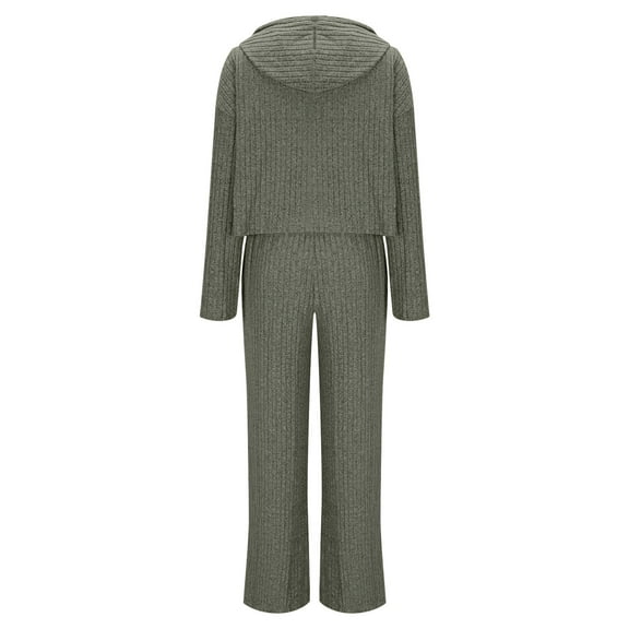 Enjoytime Winter Outfits Solid Color Long Sleeve Hoodies Wide Leg Pants Loungewear 2025 Matching Sets Women Clothing