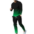 thumbnail image 1 of Enjoytime Winter Outfits for Men Gradient Long Sleeve Crewneck Pullover Tops Elastic Waist Pants Two Piece Set Workout Casual Plus Size Matching Sets, 1 of 7