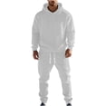 thumbnail image 1 of Enjoytime Winter Outfits for Men Solid Color Long Sleeve Hoodies Drawstring Pants Plus Size Two Piece Sets Pullover Active Jogging Sportswear, 1 of 8