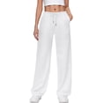 thumbnail image 1 of Enjoytime Women's Sweatpants Solid Color Elastic Waist Drawstring Casual Trousers Lightweight Workout Pants with Pockets White XL, 1 of 6