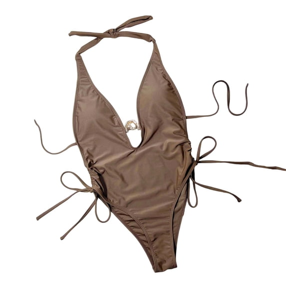 Enjoytime Women Bikini Set Halter Ring Triangle Two Piece Swimsuit Side Tie Bathing Suits