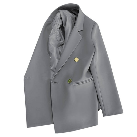 Enjoytime Women Blazer Lightweight Turndown Collar Long Sleeve Casual Outerwear Business Work Office Jacket Plus Size Womens Clothing Gray S