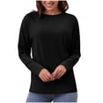 thumbnail image 1 of Enjoytime Women Blouses Solid Color Round Neck Long Sleeve Basic Tops Fall Winter Fashion Casual Shirts for Women Black L, 1 of 7