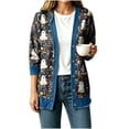thumbnail image 1 of Enjoytime Women Cardigan Halloween Print Denim Patchwork Long Sleeve Jacket Button Down Oversized Fall Winter Outerwear, 1 of 6
