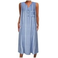 thumbnail image 1 of Enjoytime Women Casual Plaid Dresses Sleeveless A Line Dress V Neck Button Down Pockets Summer Swing Flowy Dresses For Women, 1 of 6