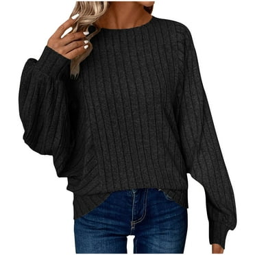 Enjoytime Women Casual Shirts Plus Size Solid Color Crewneck Basic Tops Long Sleeve Shirts for Women 2024 Winter Trendy Clothing on Clearance