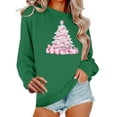thumbnail image 1 of Enjoytime Women Cute Sweatshirts Christmas Tree Printed Crewneck Pullover Sweatshirt Long Sleeve Soft Loose Plus Size Blouses Green XS, 1 of 6