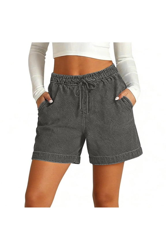 Women Denim Shorts Drawstring Elastic Waist Stretchy Plus Size Jean Shorts Summer Casual Jorts