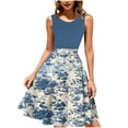 thumbnail image 1 of Enjoytime Women Dress Floral Printed Crewneck Sleeveless Wedding Guest Dress Spring Fashion Casual Plus Size Midi Dress, 1 of 7