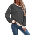 thumbnail image 1 of Enjoytime Women Fall Clothes Patchwork Casual Long Sleeve Crewneck Sweatshirts Winter Casual Loose Pullover Tops, 1 of 8