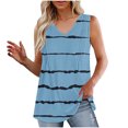 thumbnail image 1 of Enjoytime Women Fashion Stripe Printed Casual Sleeveless V Neck Camisole Casual Loose Ruffle Beach Streetwear Summer Tank Tops For Women, 1 of 6