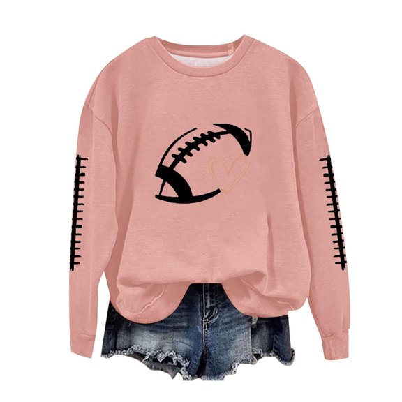 Enjoytime Women Long Sleeve Sweatshirts Printed Round Neck Pullover Tops Fall Casual Loose Lightweight Blouse