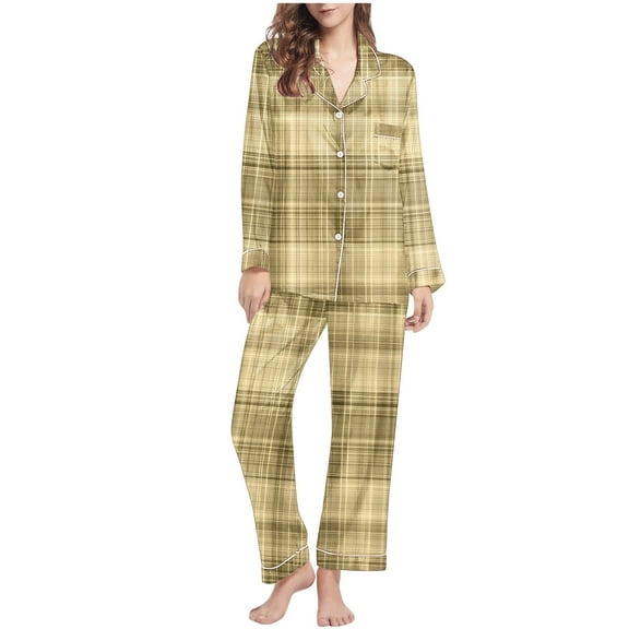 Enjoytime Women Pajama Sets Long Sleeve Pjs Button Down Pajamas for Women with Long Pant Lounge Set Loungewear M to 2XL