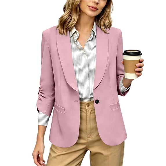 Enjoytime Women'S Blazer Lapel 3/4 Sleeve Business Casual Suit Jacket Fashion Open Front Work Office Outerwear