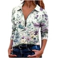 thumbnail image 1 of Enjoytime Women Shirts Collared Long Sleeve Half Zip Pullover Tops Fall Fashion Printed Business Casual Blouse, 1 of 6