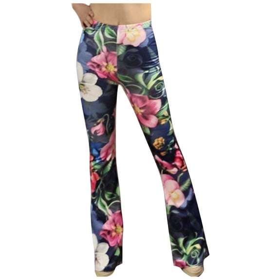 Enjoytime Women Yoga Pants Skinny Floral Printed Flare Leggings High Waist Fitness Running Gym Sports Stretchy Tights Trouser