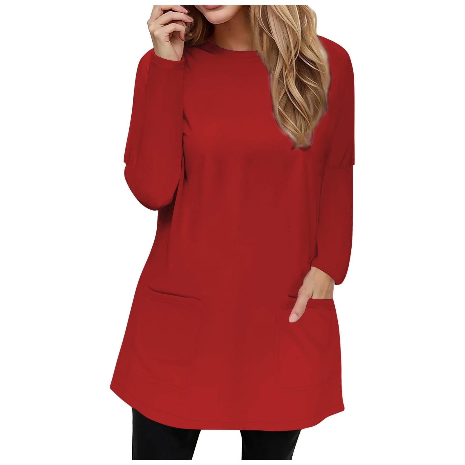 Women's Summer Casual T-Shirt - Loose Fit Long Tunic Tee, Short Sleeve Crewneck, Plus Size Available, Trendy Workout Blouse