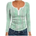 thumbnail image 1 of Enjoytime Women's Blouses Printed V-Neck Button Down Long Sleeve Shirt Fall Winter Fashion Business Casual Tops Green XL, 1 of 6
