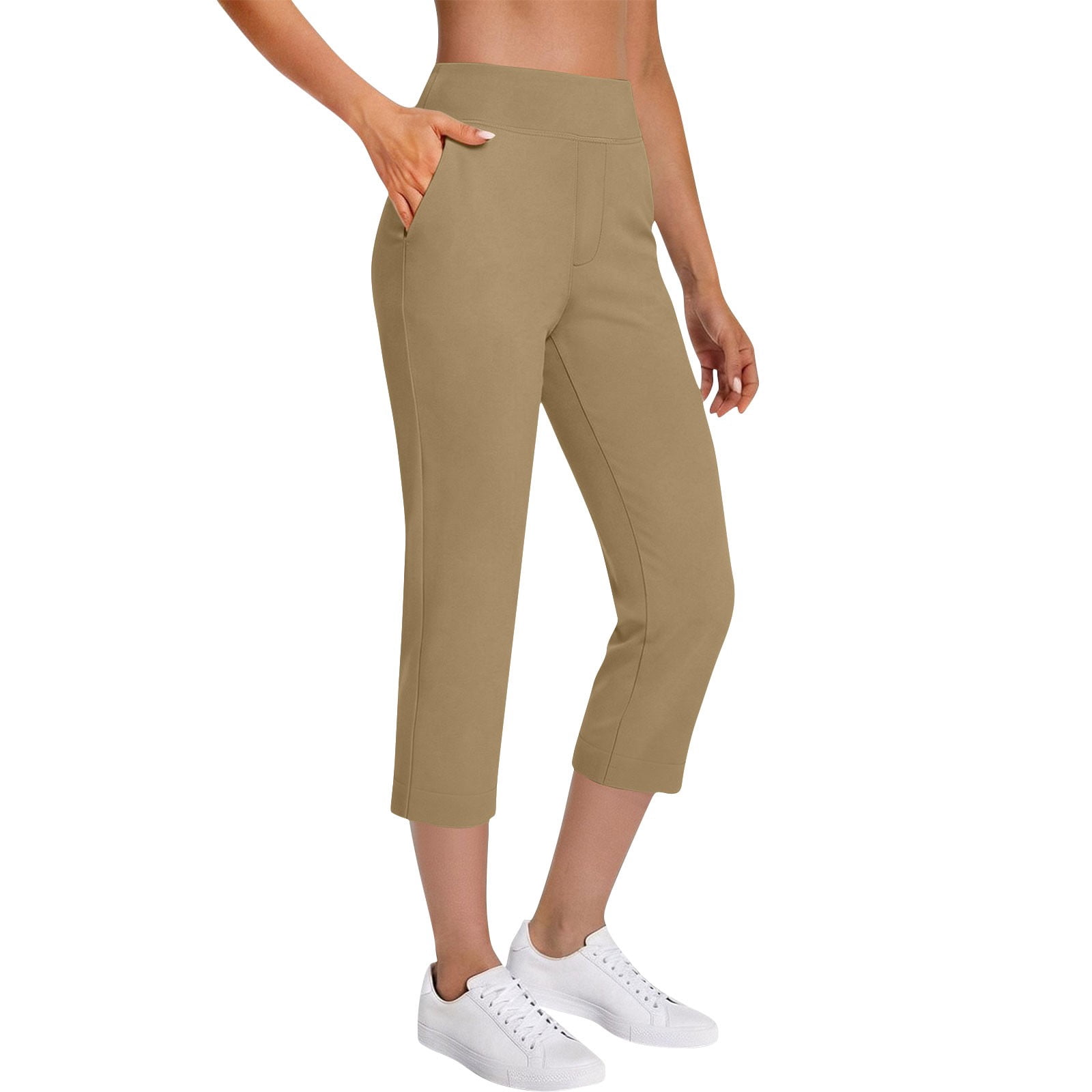 Enjoytime Women's Capri Pants High Waist Stretch Golf Pants Summer
