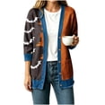 thumbnail image 1 of Enjoytime Women's Cardigans Halloween Print Denim Patchwork Long Sleeve Jacket Button Down Oversized Fall Winter Outerwear, 1 of 6