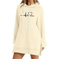 thumbnail image 1 of Enjoytime Women's Casual Dresses Cute Printing Long Sleeve Hooded Midi Dress Drawstring Crewneck Loose Fall Winter Dresses for Women 2025 Khaki S, 1 of 3