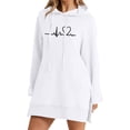 thumbnail image 1 of Enjoytime Women's Casual Dresses Cute Printing Long Sleeve Hooded Midi Dress Drawstring Crewneck Loose Fall Winter Dresses for Women 2025 White XXL, 1 of 3