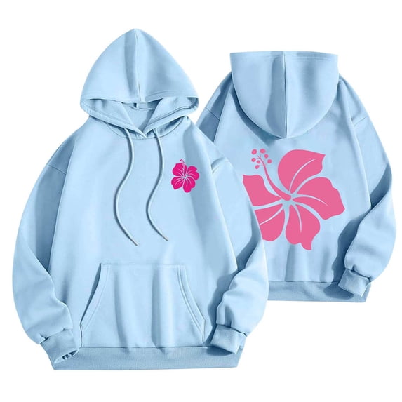 Enjoytime Women's Casual Hoodies Print Long Sleeve Lightweight Pullover Tops Loose Crewneck Sweatshirt with Pocket