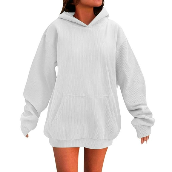 Enjoytime Women's Casual Hoodies Solid Color Long Sleeve Pullover Tops Fall Casual Loose Sweatshirt with Pocket