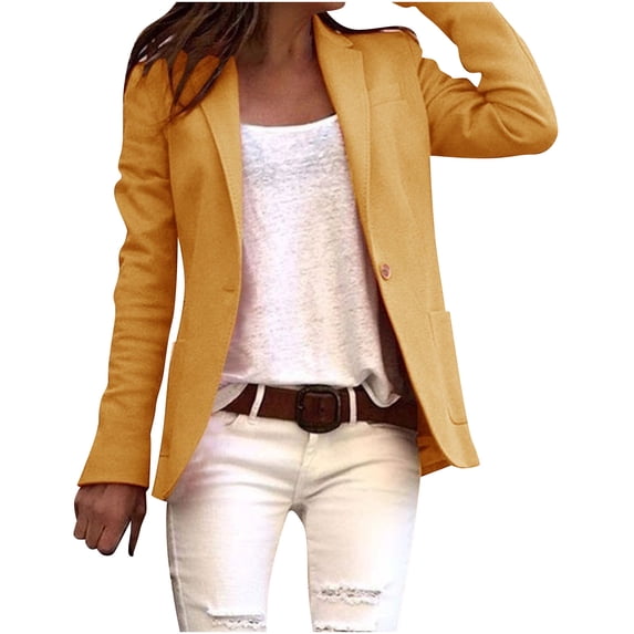Enjoytime Women's Casual Oversized Blazer Solid Color Button Down Open Front Suit Jacket Business Casual Outfits for Work