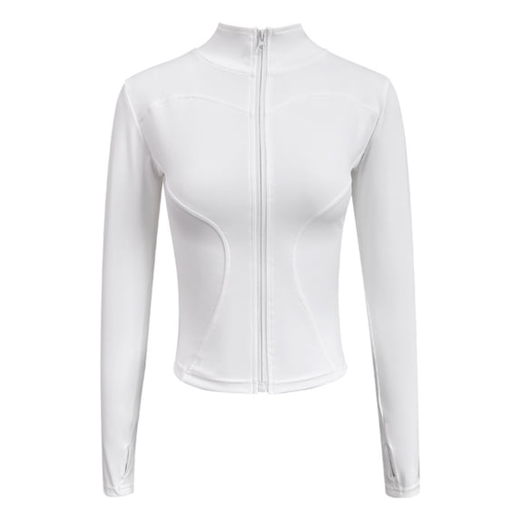 Enjoytime Women's Coats Casual Solid Long Sleeve Zip Up Outerwear Lightweight Casual Workout Jackets for Woman White XXL