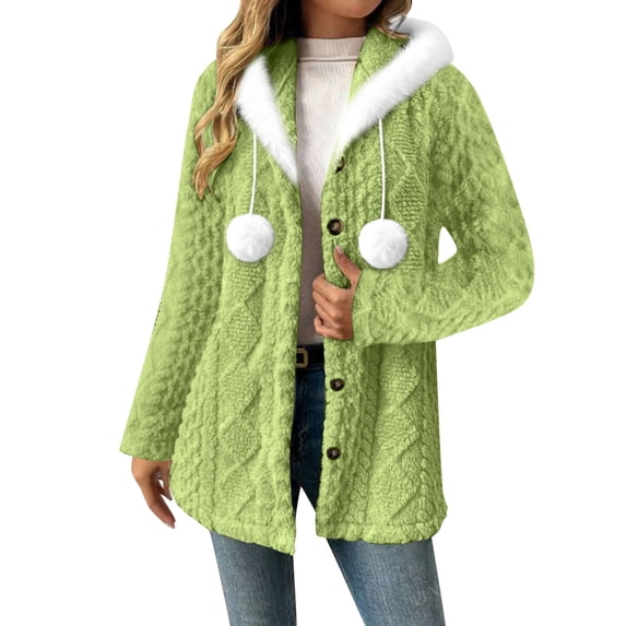 Enjoytime Women's Coats Solid Color Long Sleeve Hooded Outerwear Fashion Cute Casual Warm Fall Winter Jackets