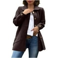 thumbnail image 1 of Enjoytime Women's Coats Solid Color Long Sleeve Lapel Button Down Outerwear Casual Fall Winter Lightweight Jacket Women Plus Size Womens Clothing Coffee XL, 1 of 8