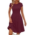thumbnail image 1 of Enjoytime Women's Dresses Round Neck Short Sleeve Knitted Bodycon Dress Work Travel Casual Short Dress, 1 of 8