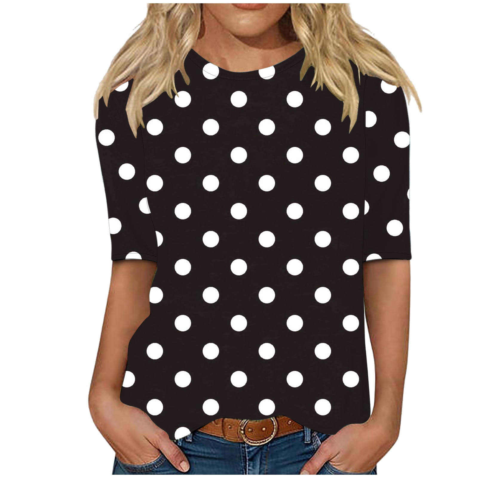 Enjoytime Women's Dressy Casual Blouses Business Work Tops Half Sleeve ...